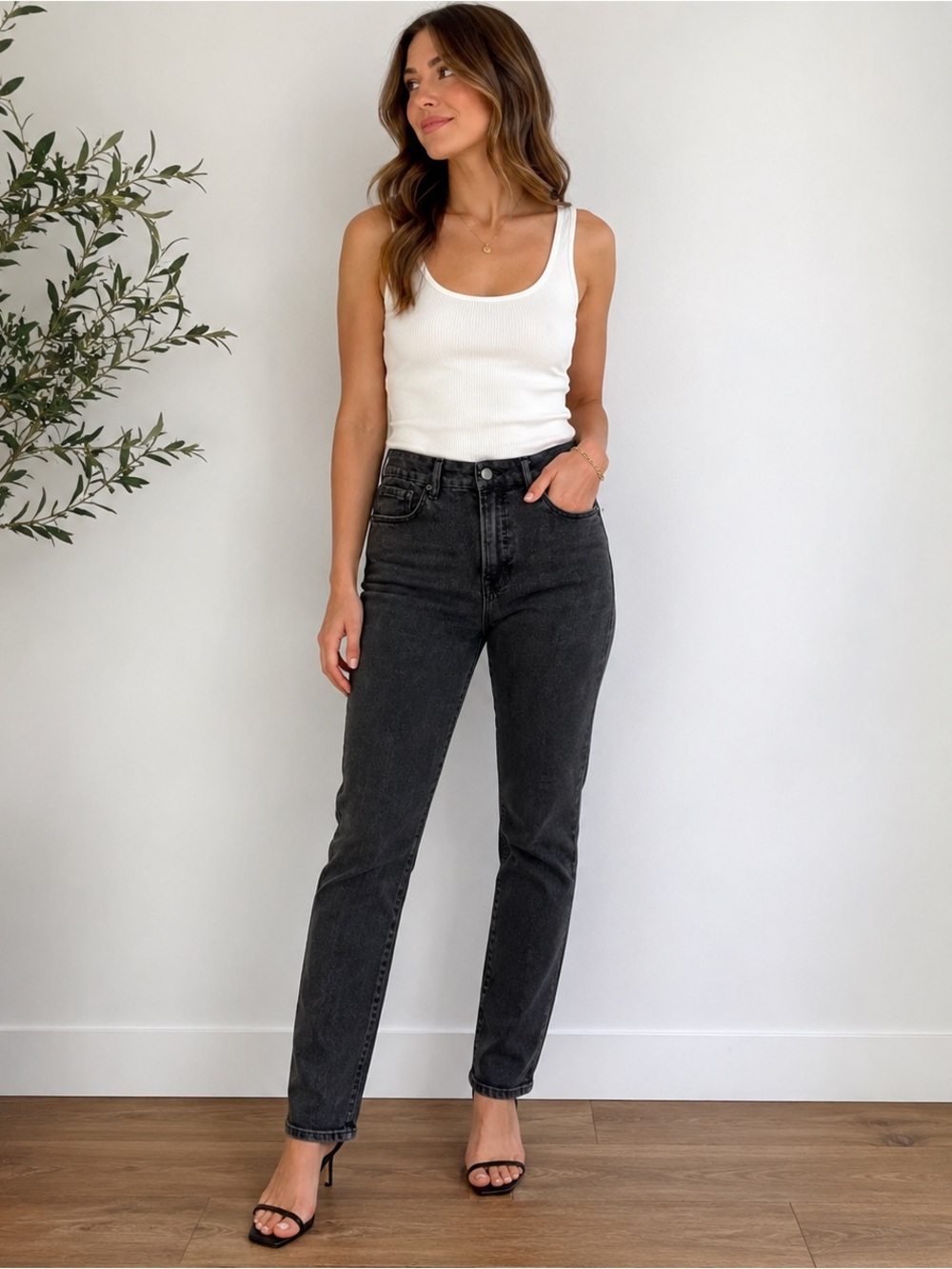 Good American Black Wash Skinny Jeans